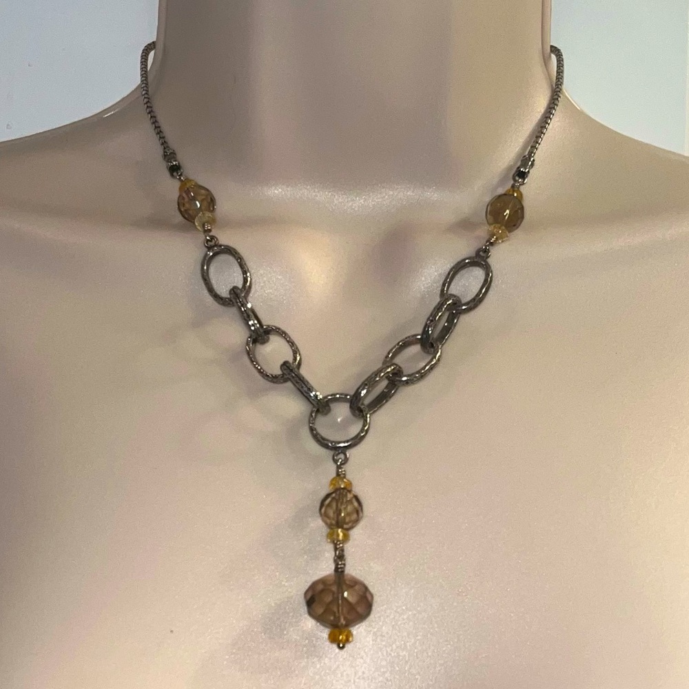 Silpada N1454 Smoky Quartz Citrine .925 Oxidized Sterling Silver Necklace